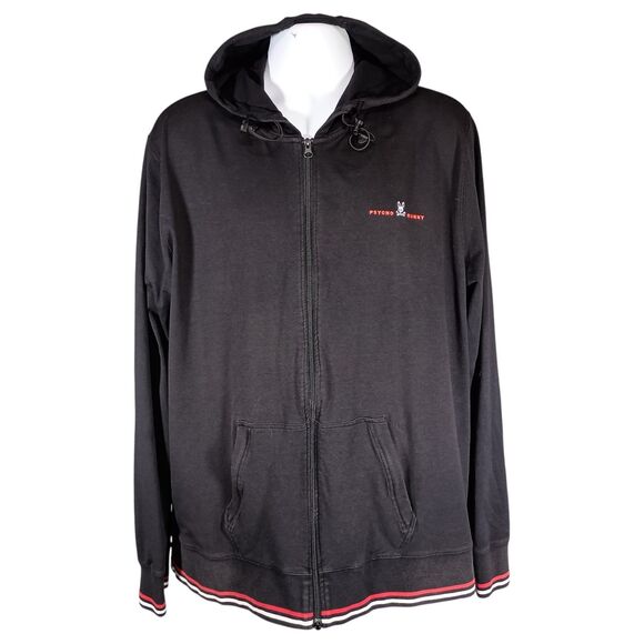 Psycho Bunny Jacket Hooded Black Full Zip Track Jacket Logo Mens 3XL - Picture 1 of 7